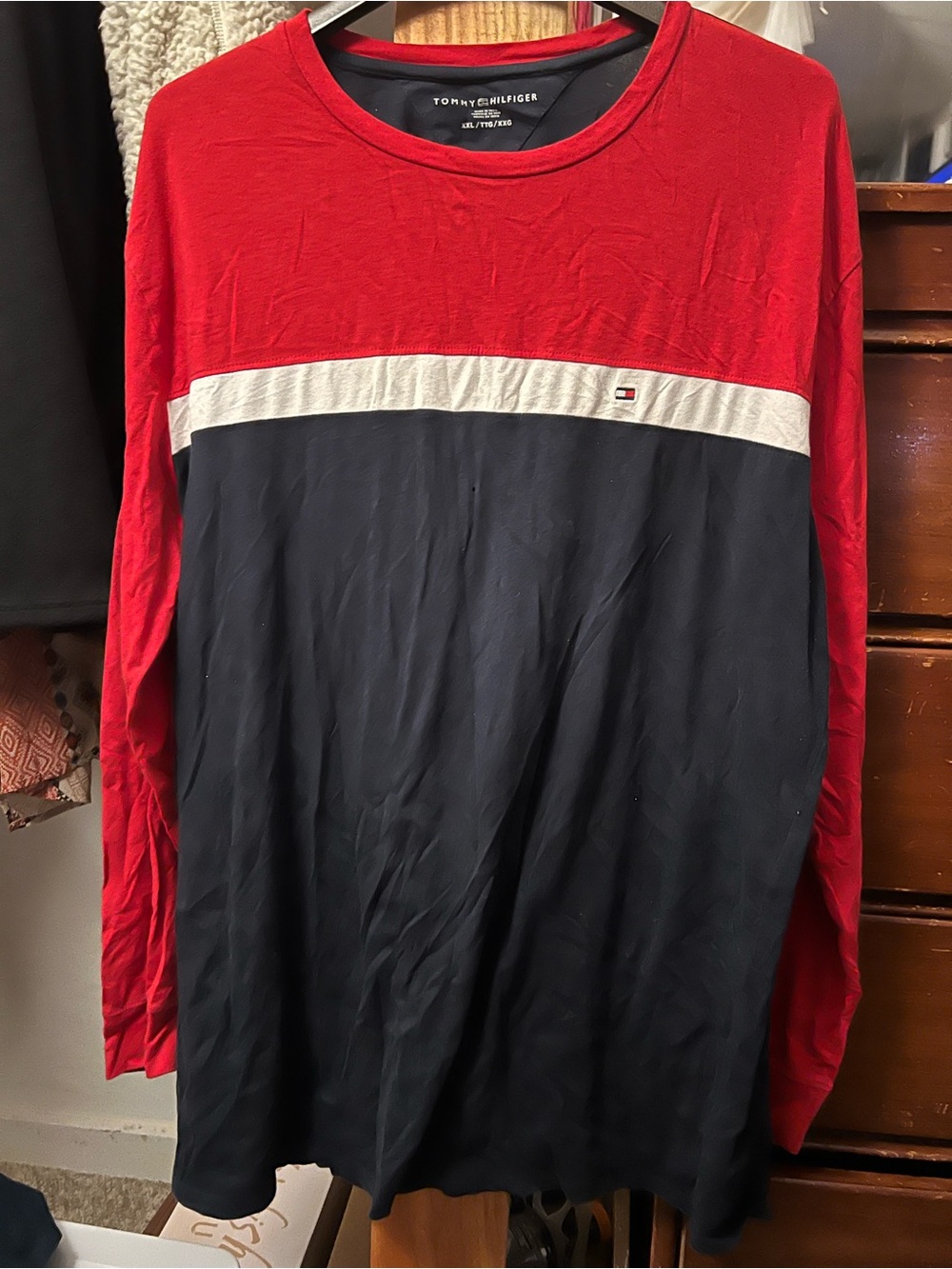 Tommy Hilfiger Red, White & Navy Colorblock Long-Sleeve Crew